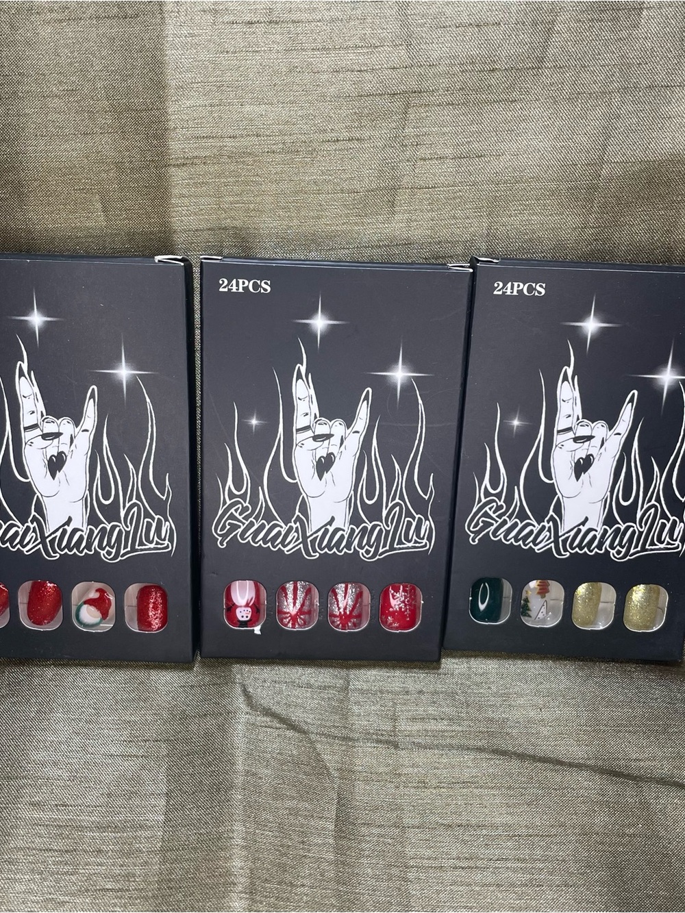 3pk 24PCS Winter Holiday Press-On Nail Sets - Christmas Press-On or Glue-On